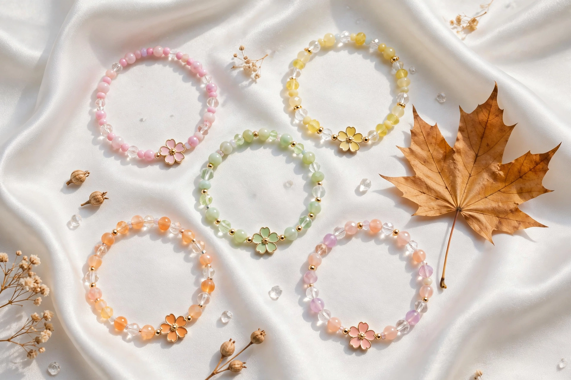 Fashionable Flower Charm Bracelet
